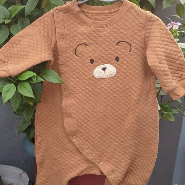 Bear Embroidered Quilted Sleepsuit