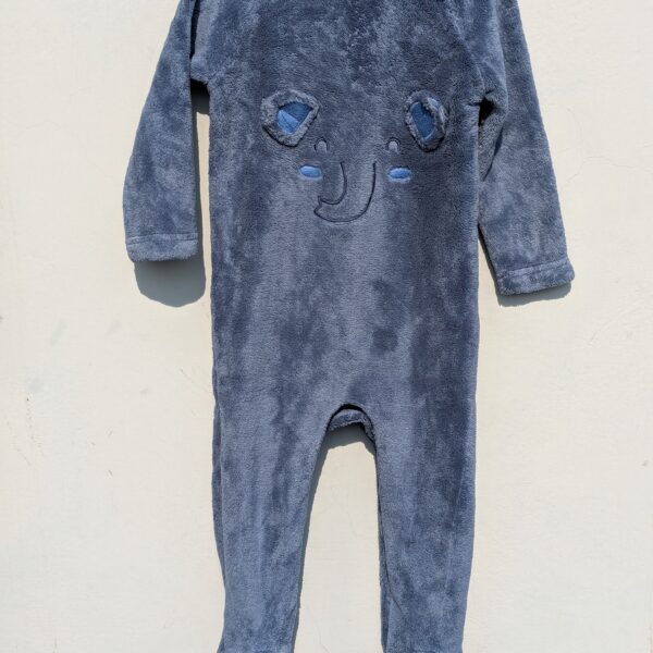 Blue fleece| Elephant romper